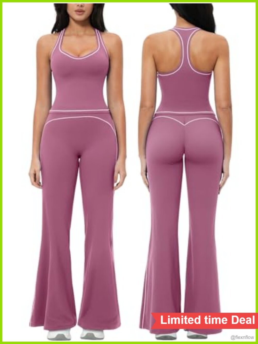 Women's 2 Piece Workout Set Racerback Tank Top High Waist Leggings Activewear